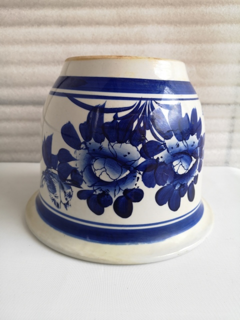 古玩陶瓷解放初期青花花卉紋花盆拍賣，當(dāng)前價(jià)格750元