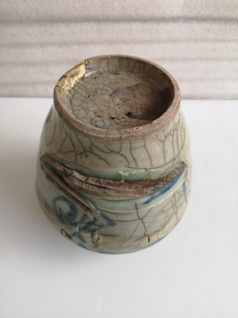 古玩陶瓷清代中期青花罐拍賣,當前價格298元