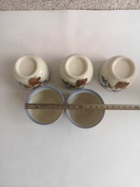 古玩陶瓷八十年代花卉紋杯一組拍賣,當前價格260元