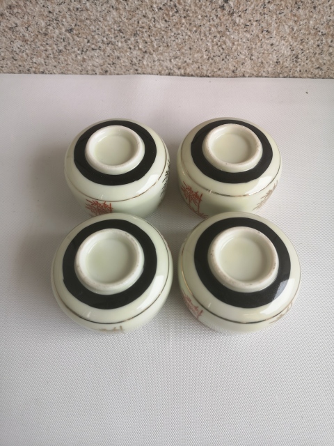 古玩陶瓷八十年代竹紋礬紅描金杯拍賣，當前價格220元