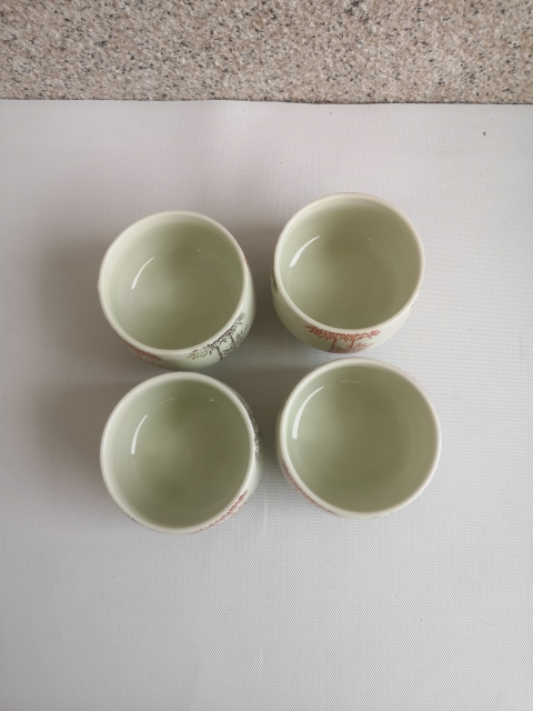 古玩陶瓷八十年代竹紋礬紅描金杯拍賣，當前價格220元