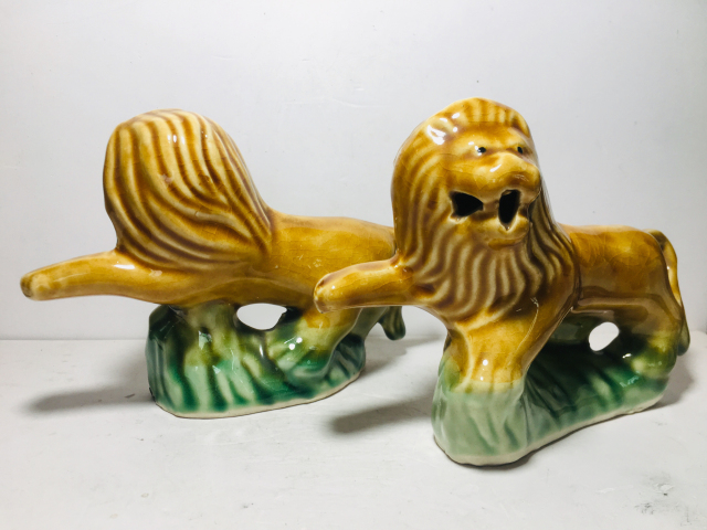 古玩陶瓷獅子像擺件一對拍賣，當前價格99元