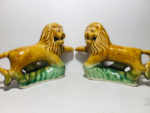 古玩陶瓷獅子像擺件一對拍賣，當前價格99元