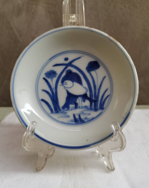 古玩陶瓷清德化窯青花一路連科紋盤拍賣，當(dāng)前價格1600元