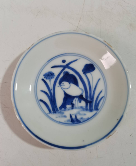 古玩陶瓷清德化窯青花一路連科紋盤拍賣，當(dāng)前價格1600元