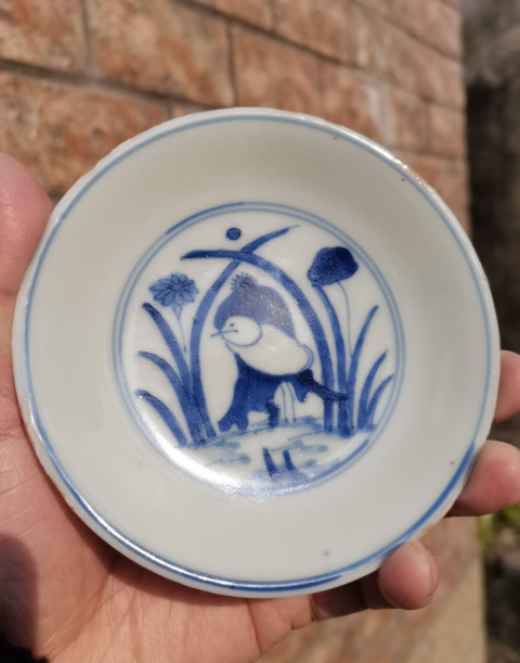 古玩陶瓷清德化窯青花一路連科紋盤拍賣，當(dāng)前價格1600元