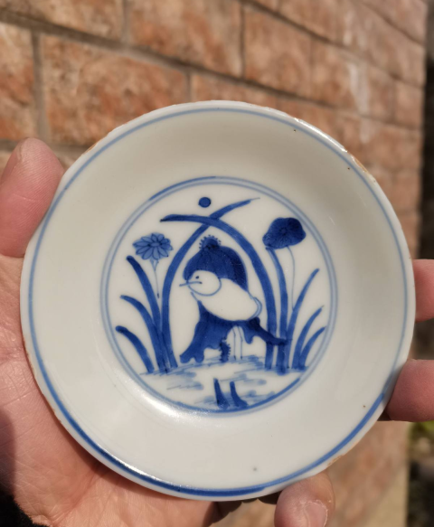 古玩陶瓷清德化窯青花一路連科紋盤拍賣，當(dāng)前價格1600元