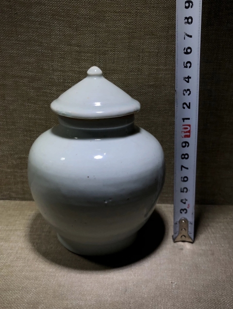 古玩陶瓷明代白釉蓮子蓋罐拍賣，當前價格5600元
