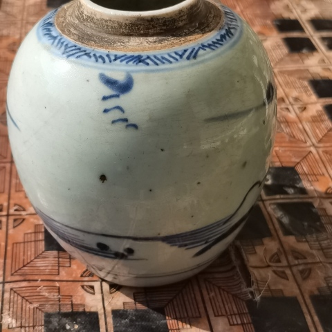 古玩陶瓷乾隆青花山水人物罐(景德鎮窯口)拍賣，當前價格888元