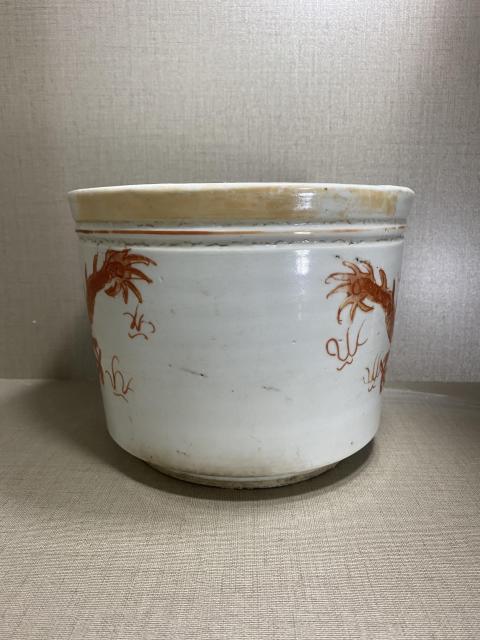 古玩陶瓷晚清礬紅龍紋香爐拍賣，當前價格2000元