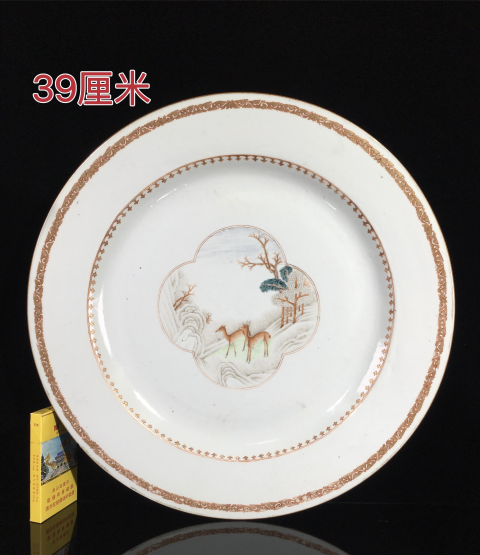 古玩陶瓷乾隆雙鹿紋大盤拍賣,當前價格6288元