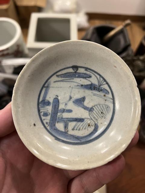 古玩陶瓷明末山水紋青花盤拍賣,當前價格499元