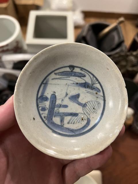 古玩陶瓷明末山水紋青花盤拍賣,當前價格499元