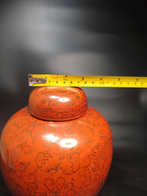 古玩陶瓷礬紅描金大罐拍賣，當前價格3000元