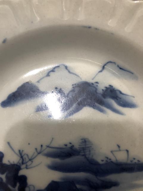 古玩陶瓷民國山水紋青花盤拍賣，當(dāng)前價(jià)格800元