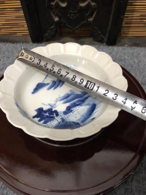 古玩陶瓷民國山水紋青花盤拍賣，當(dāng)前價(jià)格800元