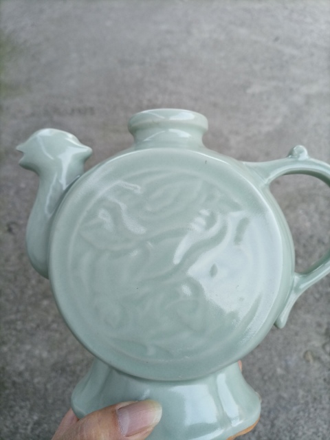 古玩陶瓷冬青釉鳳首扁壺拍賣，當前價格600元