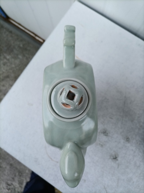 古玩陶瓷冬青釉鳳首扁壺拍賣，當前價格600元