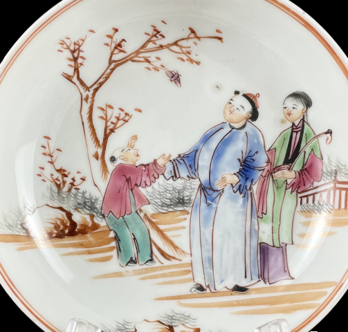 古玩陶瓷清乾隆滿大人粉彩細路人物故事深腹盤拍賣,當前價格3580元