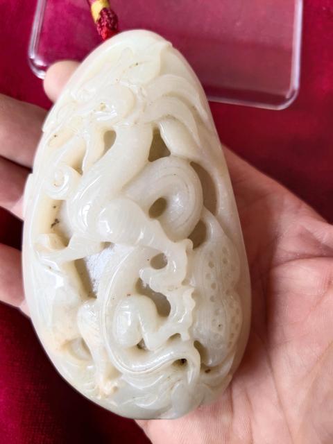 古玩玉器俄料雕龍紋玉把件拍賣，當前價格1500元