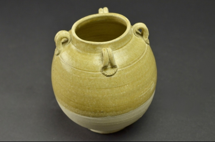古玩陶瓷唐代·黃釉四系罐拍賣，當前價格20000元