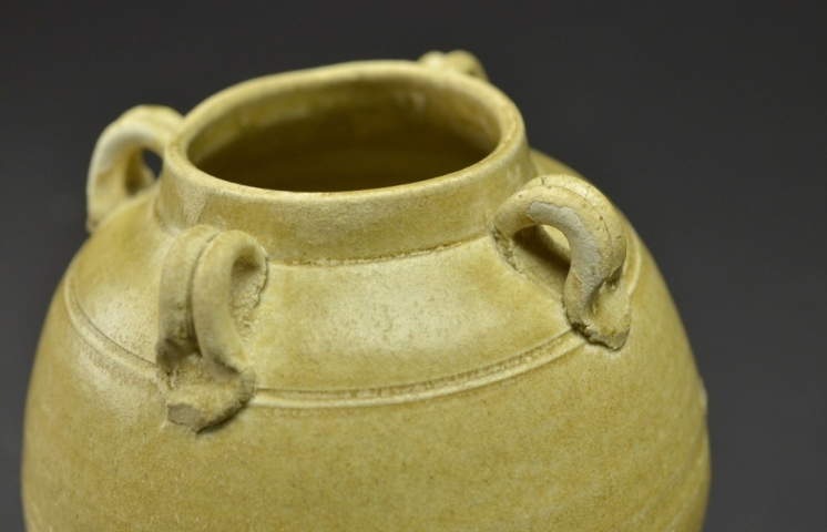 古玩陶瓷唐代·黃釉四系罐拍賣，當前價格20000元