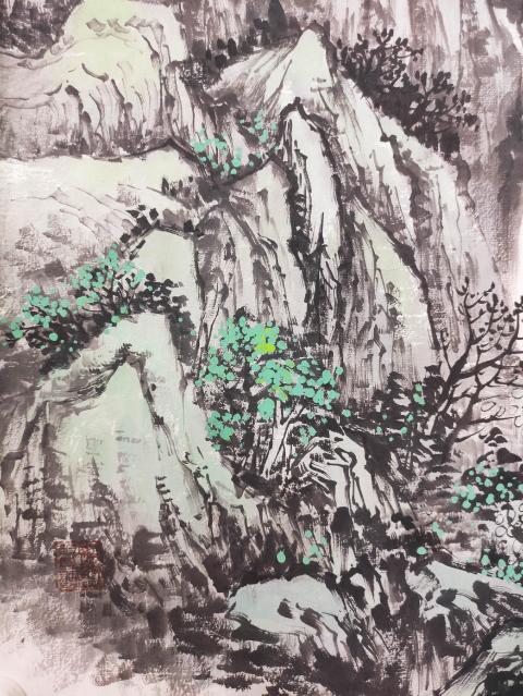 古玩字畫(huà)帶證書(shū)合影國(guó)家一級(jí)美術(shù)師明銳老師精品山水畫(huà)收藏佳作拍賣，當(dāng)前價(jià)格599元