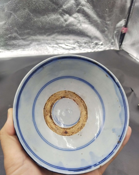 古玩陶瓷清晚.青花花卉紋碗拍賣，當前價格90元