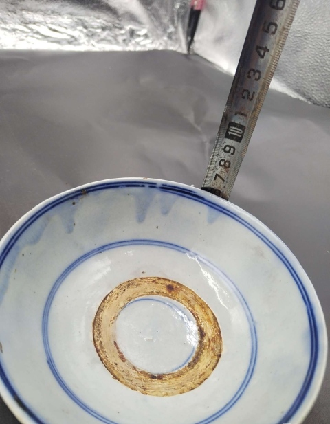 古玩陶瓷清晚.青花花卉紋碗拍賣，當前價格90元