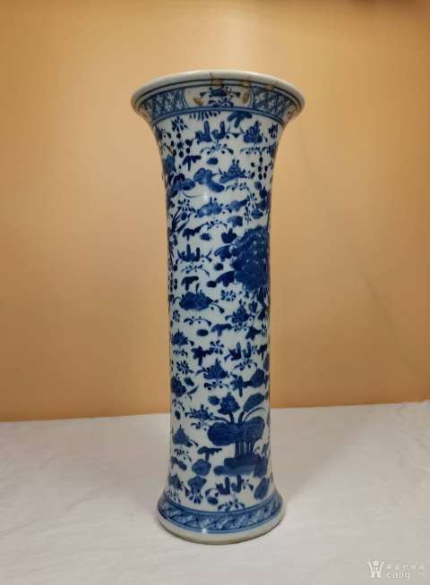 古玩陶瓷青化花鳥花觚拍賣,當前價格3900元