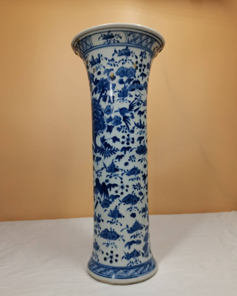 古玩陶瓷青化花鳥花觚拍賣,當前價格3900元