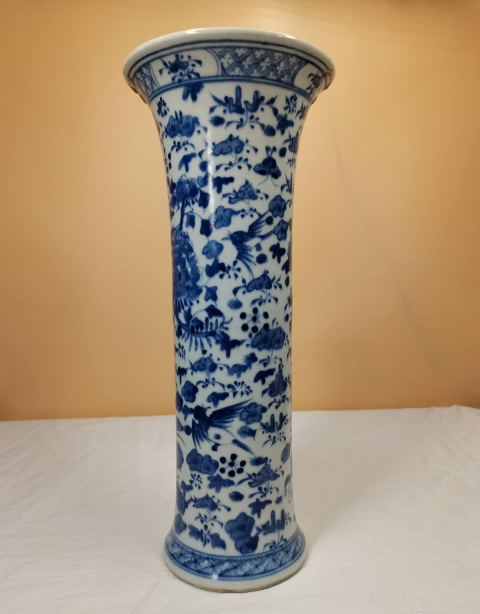 古玩陶瓷青化花鳥花觚拍賣,當前價格3900元