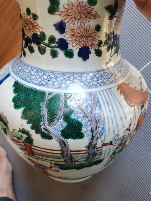 古玩陶瓷晚清轅門射戟青花五彩罐拍賣，當前價格28000元