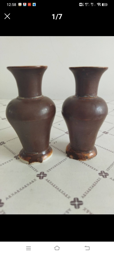 古玩陶瓷明末紫金釉觀音瓶拍賣，當前價格6000元