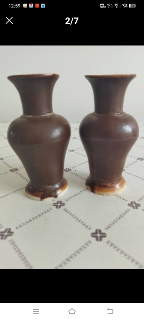 古玩陶瓷明末紫金釉觀音瓶拍賣，當前價格6000元