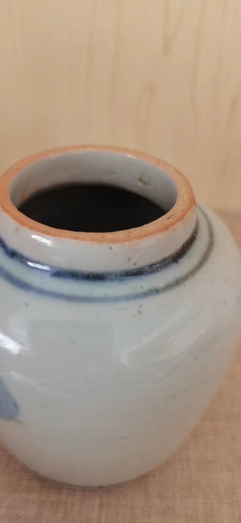 古玩陶瓷明末清初花卉紋青花罐拍賣，當前價格1000元