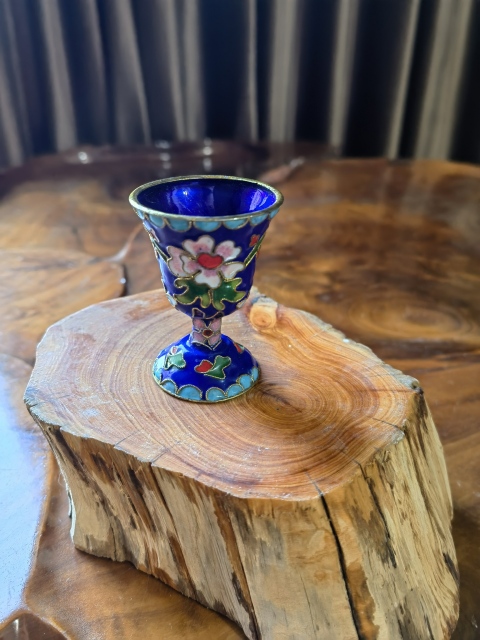 古玩陶瓷景泰藍(lán)掐絲琺瑯彩高足杯拍賣,當(dāng)前價(jià)格128元