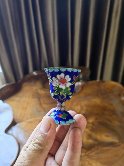 古玩陶瓷景泰藍(lán)掐絲琺瑯彩高足杯拍賣,當(dāng)前價(jià)格128元