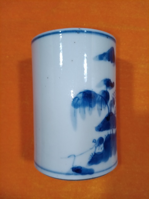 古玩陶瓷清晚期青花山水紋筆筒拍賣,當前價格2280元