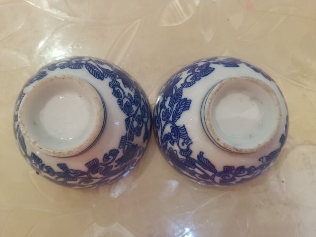 古玩陶瓷民國纏枝花卉紋青花杯一對（雙圈款）拍賣，當前價格168元