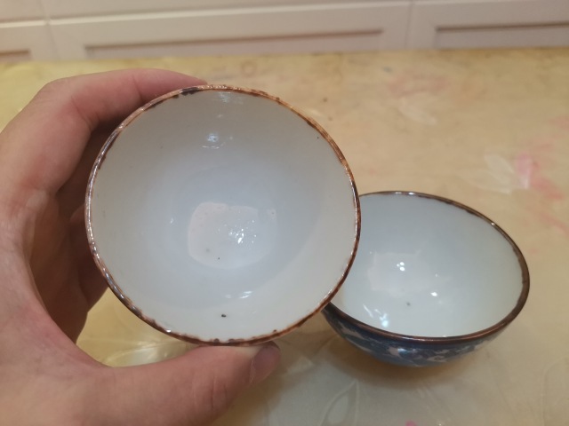 古玩陶瓷民國纏枝花卉紋青花杯一對（雙圈款）拍賣，當前價格168元