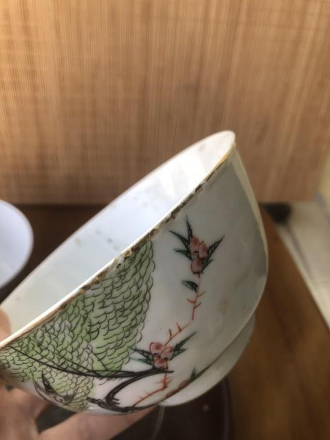 古玩陶瓷民國花鳥紋彩繪碗一對拍賣，當前價格800元