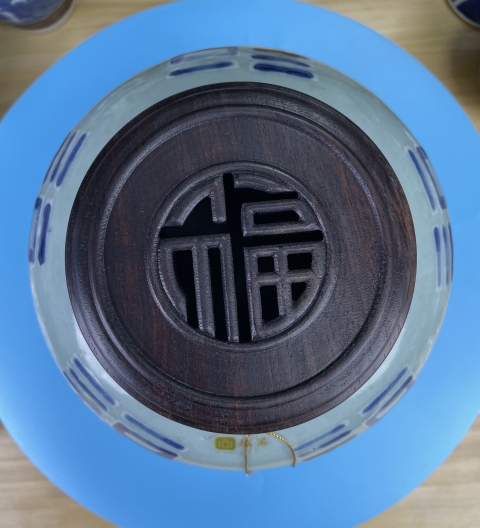 古玩陶瓷清乾隆 豆青釉青花五福罐（大名品）拍賣，當(dāng)前價(jià)格8000元