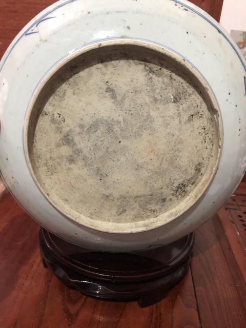 古玩陶瓷清中太陽花吉語紋青花盤拍賣,當前價格500元