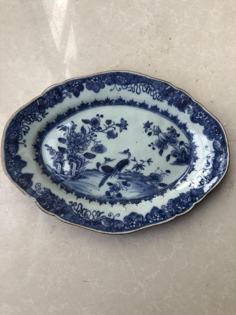 古玩陶瓷清代乾隆山水紋青花盤拍賣，當前價格2800元