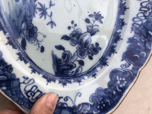 古玩陶瓷清代乾隆山水紋青花盤拍賣，當前價格2800元