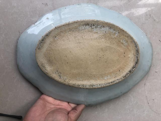 古玩陶瓷清代乾隆山水紋青花盤拍賣，當前價格2800元