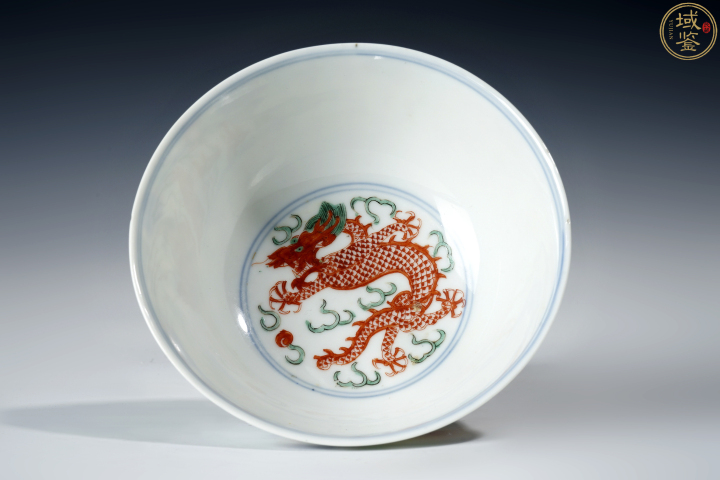 古玩陶瓷清光緒 青花五彩龍鳳呈祥紋大碗拍賣，當前價格27500元