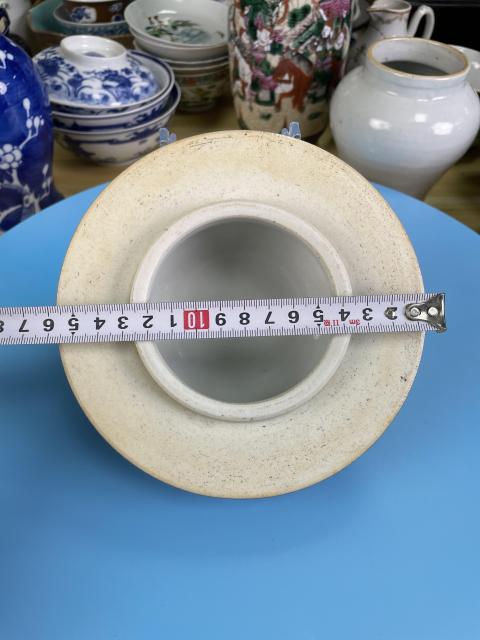 古玩陶瓷清晚期 精品灑藍釉彩繪雙魚紋將軍罐蓋子拍賣,當前價格1500元