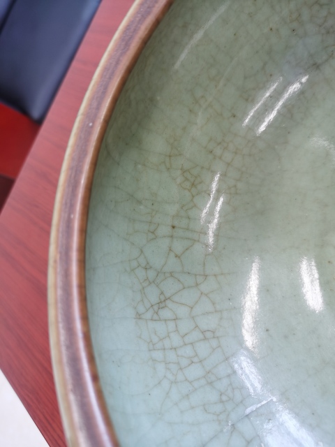 古玩陶瓷清中期?仿龍泉青釉大水洗拍賣，當前價格3000元